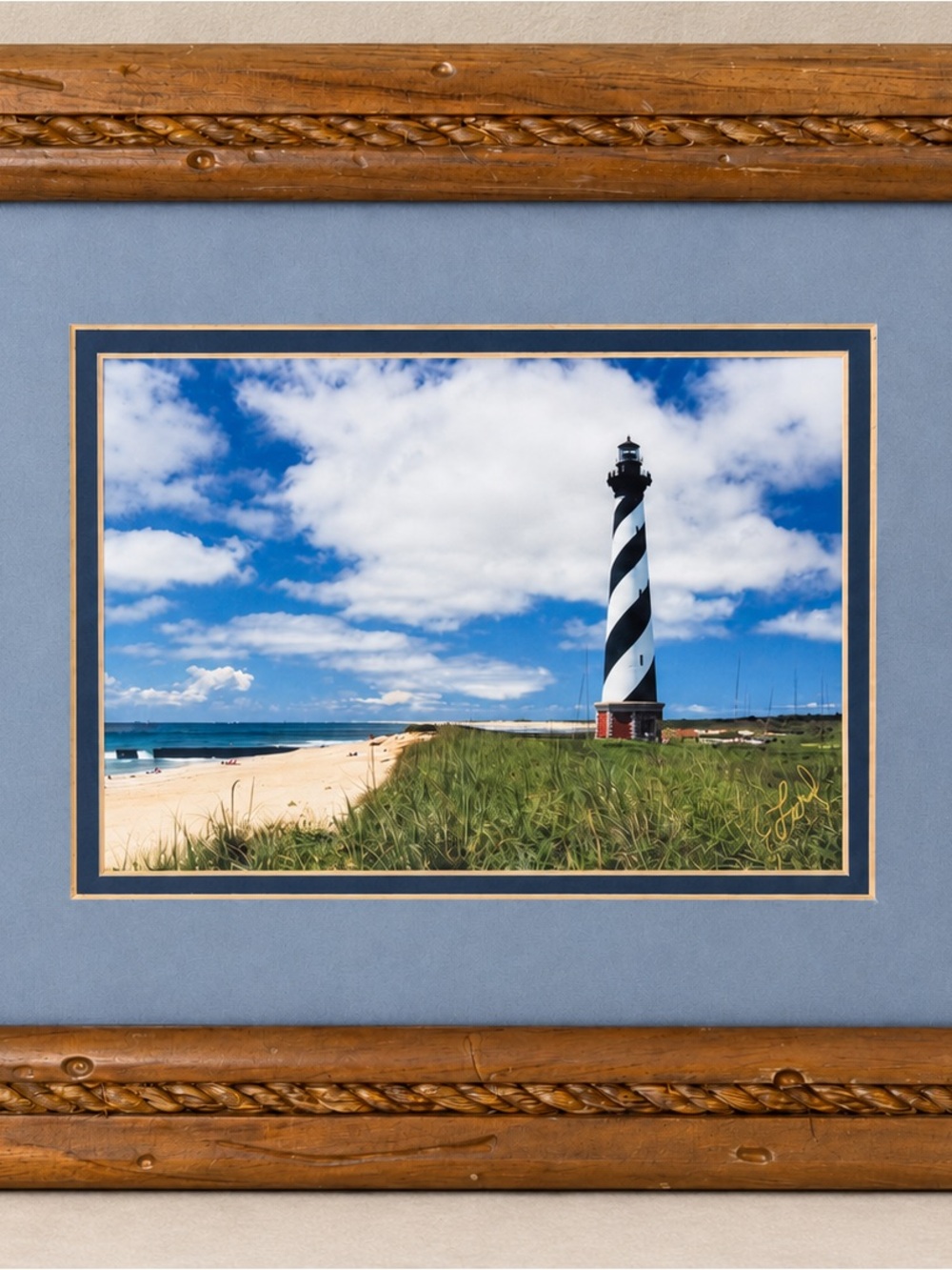 Frank Lord Hatteras Light NC Framed Signed Lighthouse Coastal Photo Print
